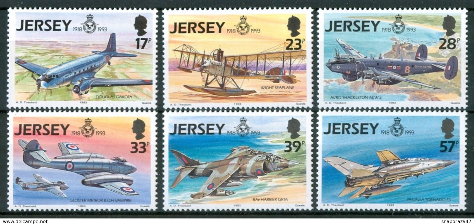 1993 Jersey Aerei Aircraft Avions Set MNH** Tra28 - Jersey