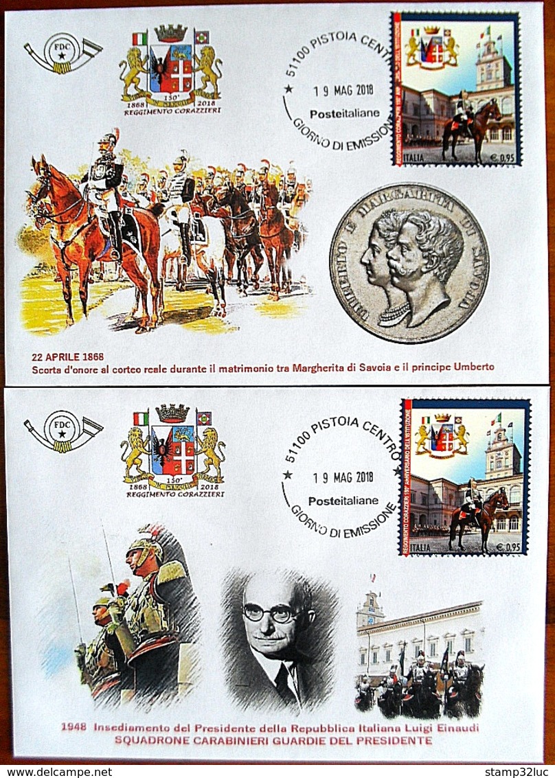 ITALIA ITALY 2018 FDC CORAZZIERI CARABINIERI Cuirassiers 6 Buste UNIQUE SET PEZZI UNICI - FDC