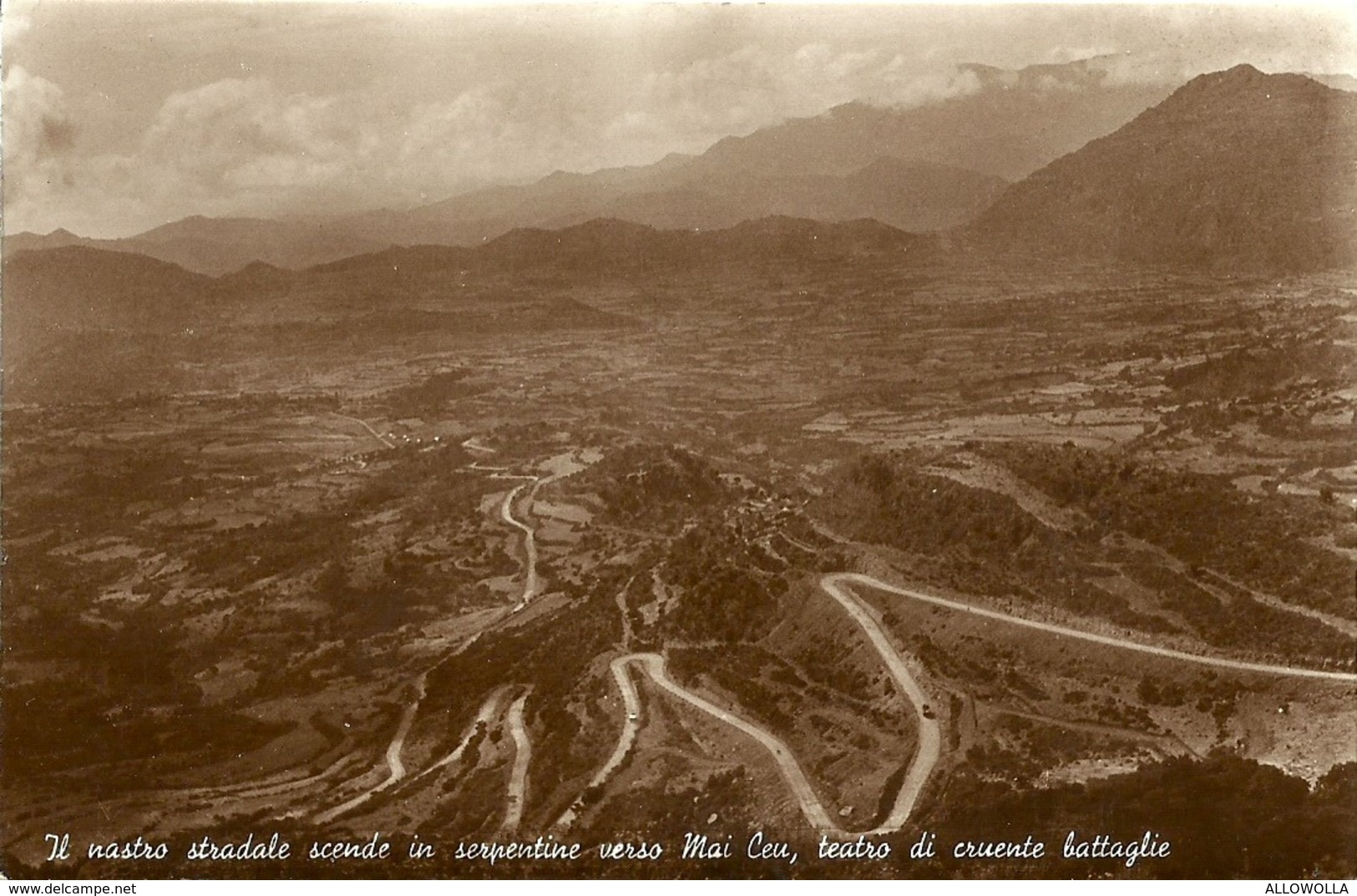 832 " IL NASTRO STRADALE SCENDE IN SERPENTINE VERSO MAI CEU,TEATRO DI CRUENTE BATTAGLIE (ETIOPIA) " CART  NON SPED. - Etiopia