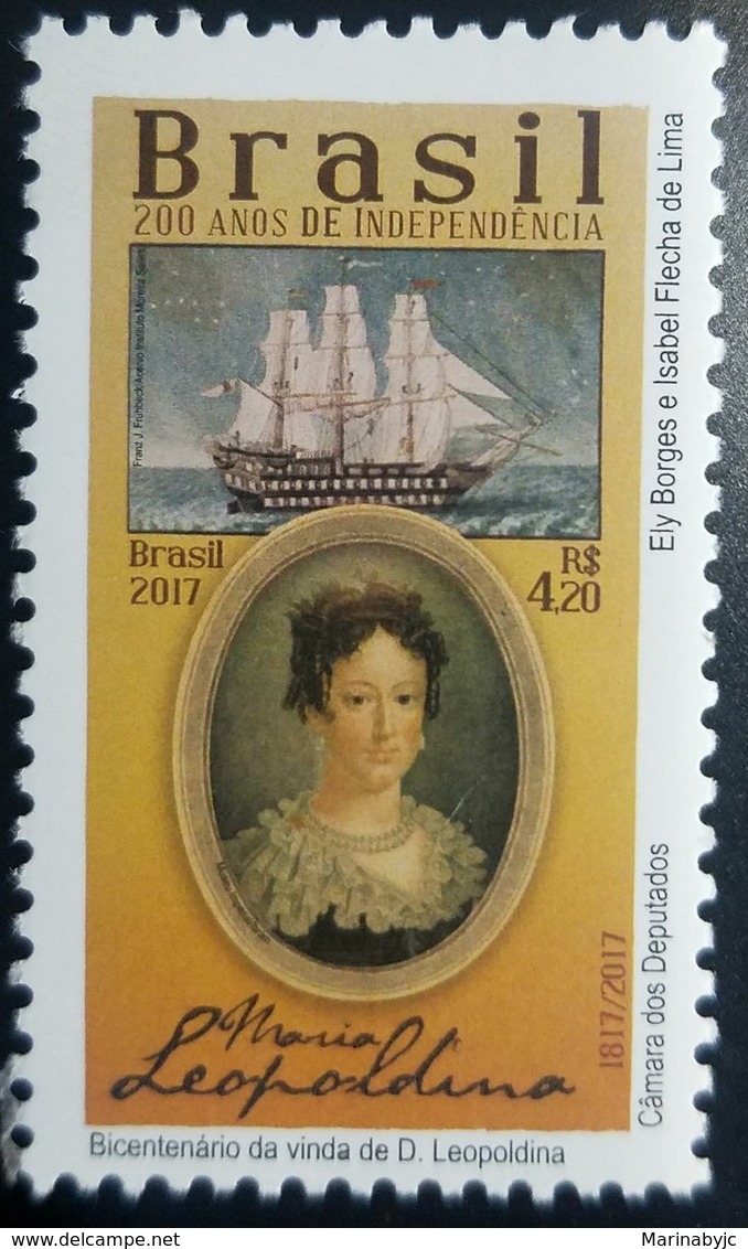 RL) 2017 BRAZIL, 200 YEARS OF INDEPENDENCE, MARIA LEOPOLDINA 1817-2017, BOAT, ELY BORGES, ISABEL FLECHA DE LIMA, MNH - Unused Stamps