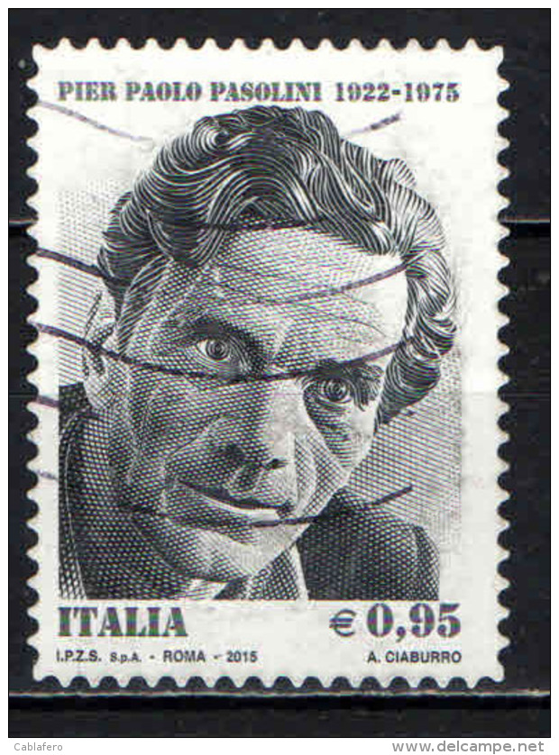 ITALIA - 2015 - PIER PAOLO PASOLINI - SCRITTORE - USATO - 2011-20: Usados