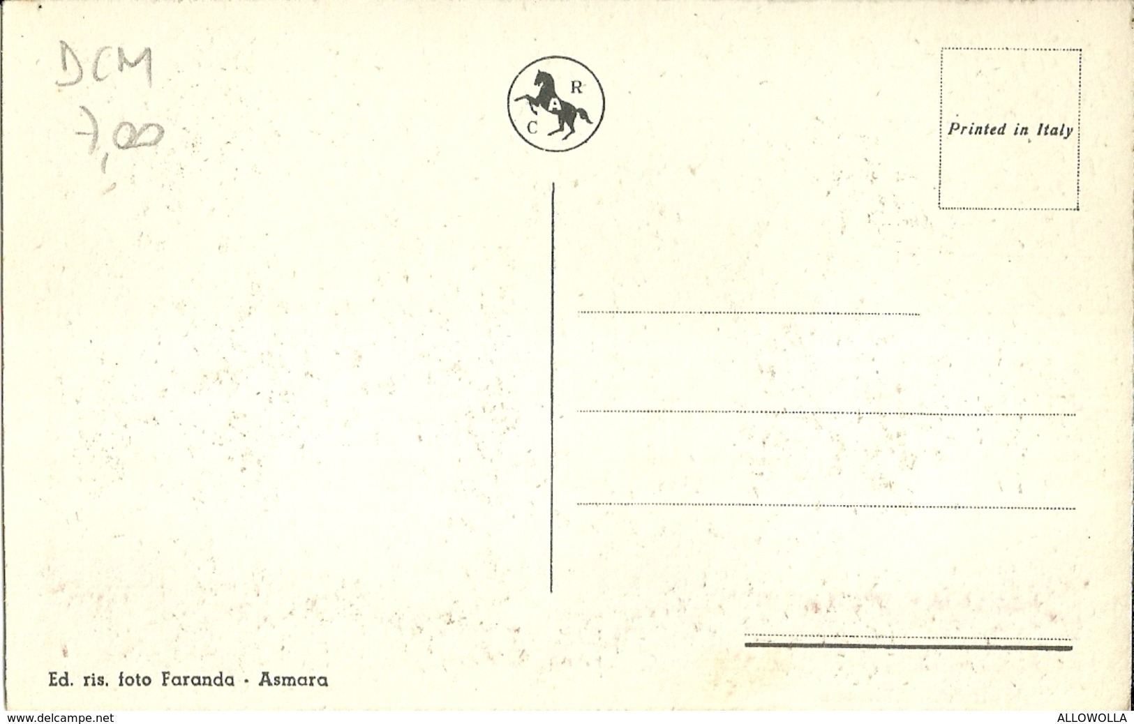 838 "  ASMARA - STAZIONE " CART ANIMATA  NON SPED. - Etiopia