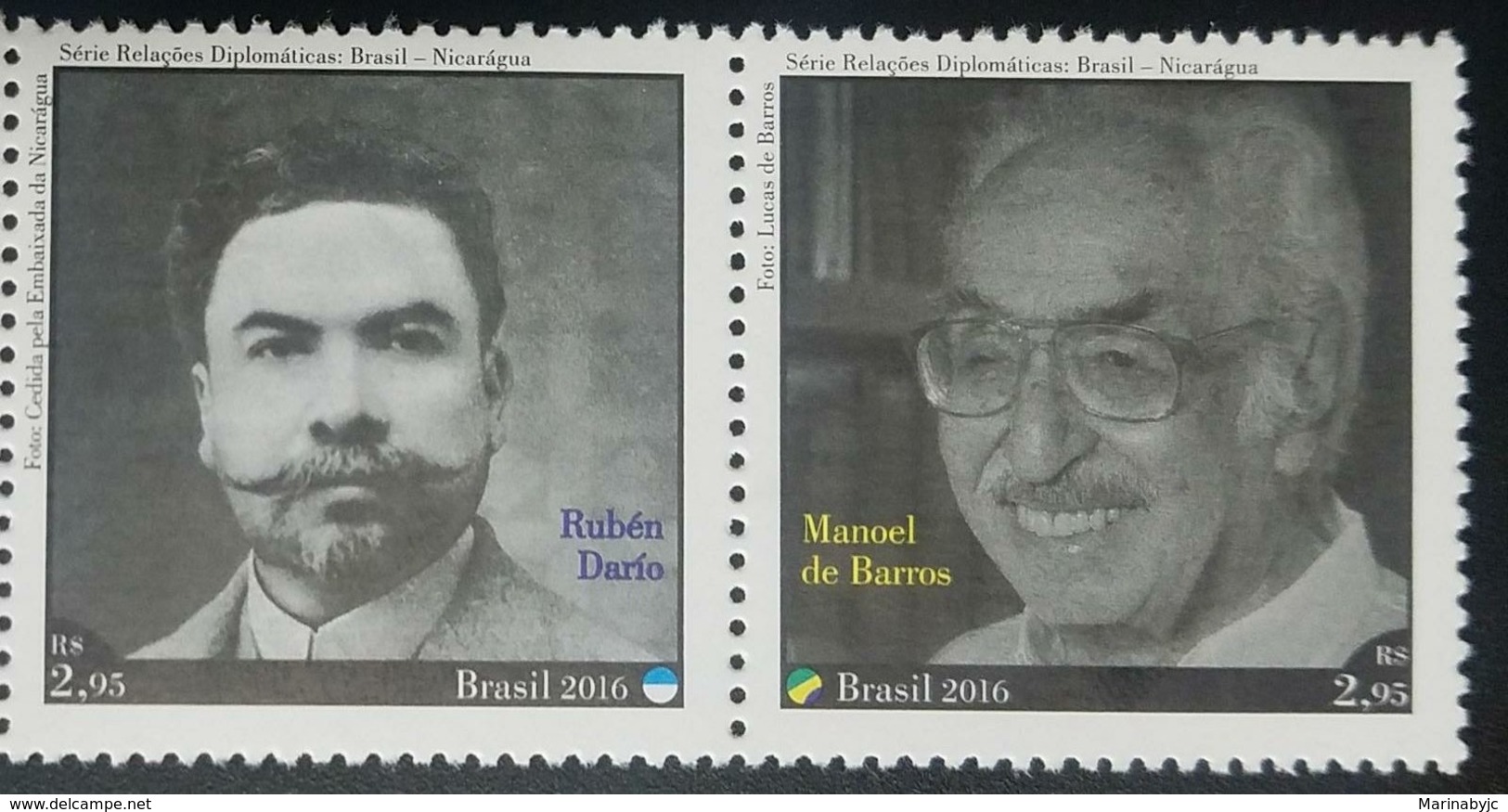 RL) 2016 BRAZIL, MANOEL DE BARROS, RUBEN DARIO, PEOPLE, MNH - Nuevos