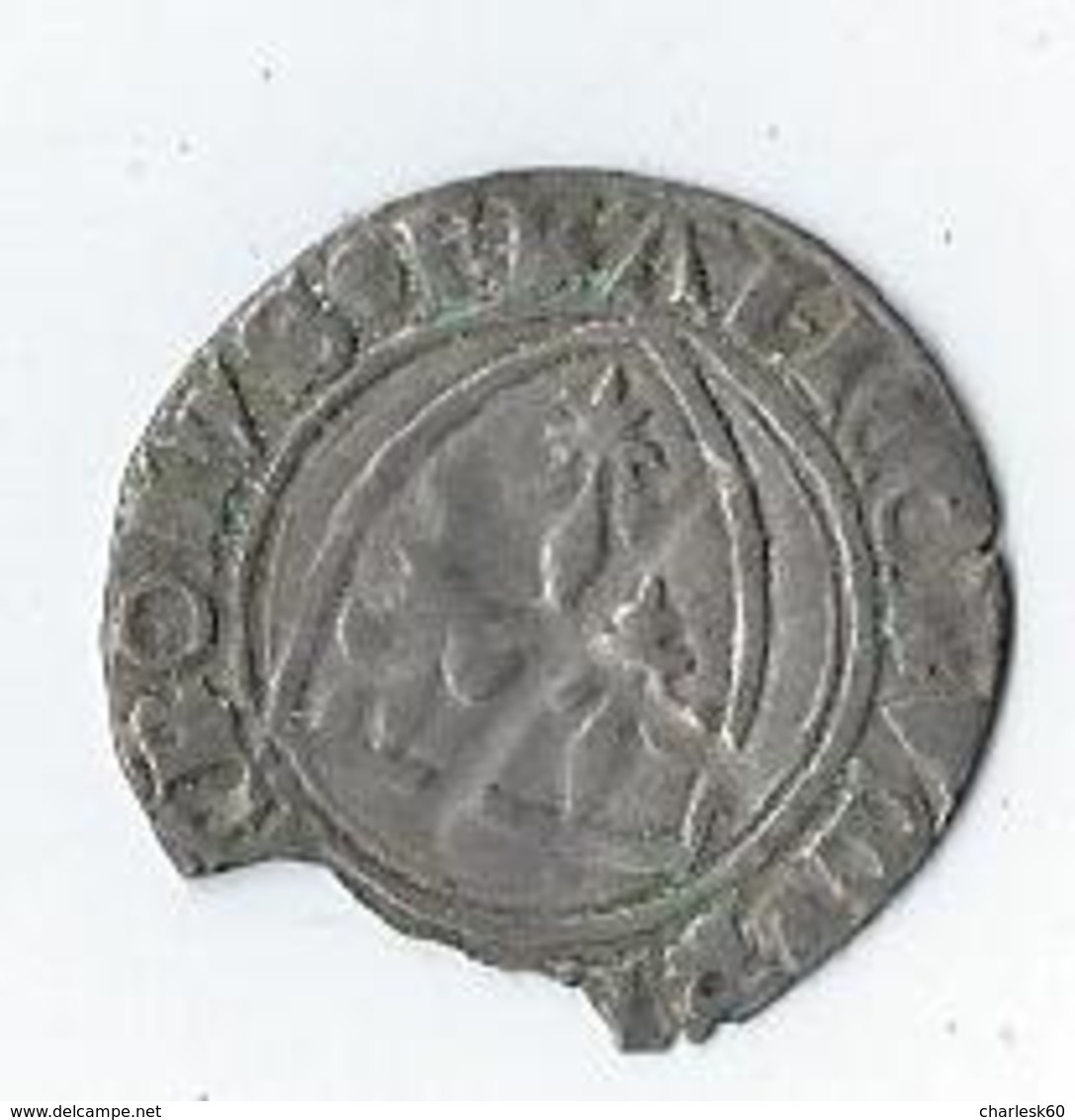 Monnaie France Charles VI Le Fol 1389 Demi-guénar La Rochelle - 1380-1422 Carlos VI El Bien Amado