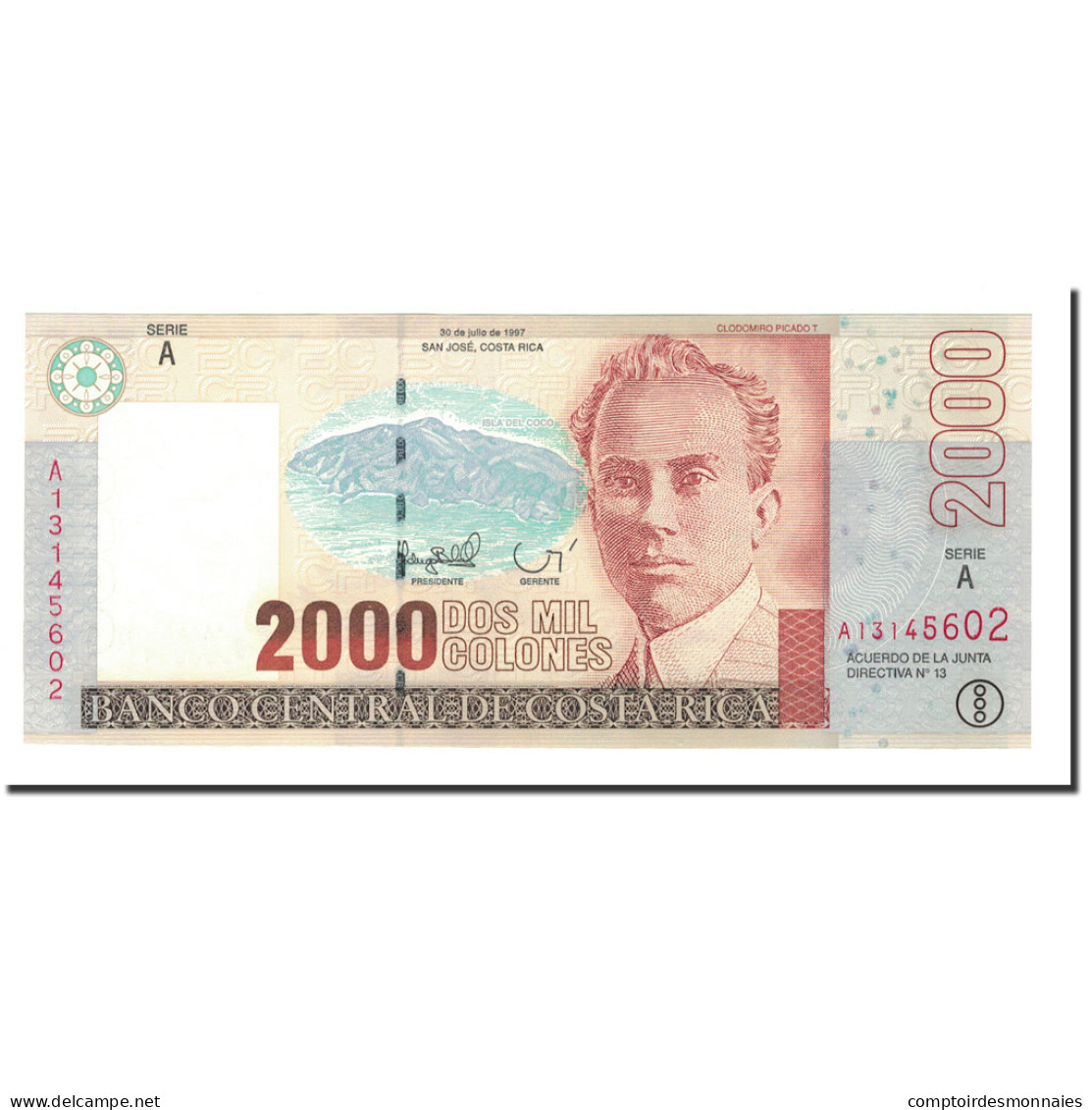 Billet, Costa Rica, 2000 Colones, 1998, 1997-07-30, KM:265a, NEUF - Costa Rica