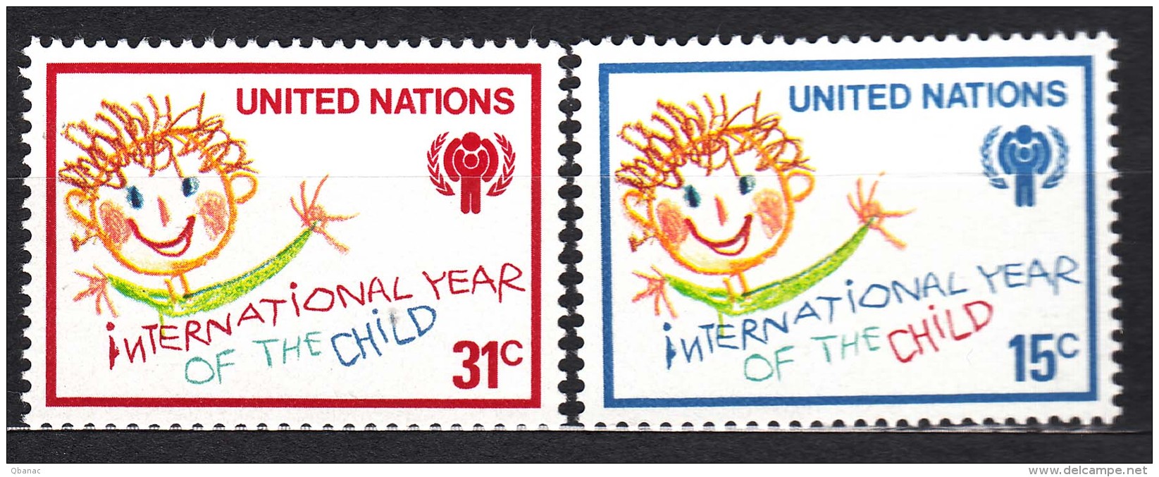 United Nations 1979 International Year Of The Child Mi#334-335 Mint Never Hinged - Emissions Communes New York/Genève/Vienne