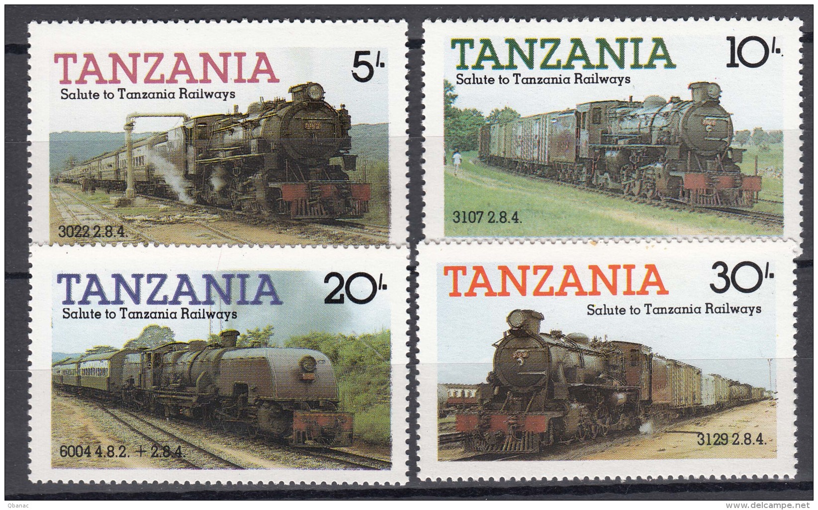 Tanzania 1985 Railway Trains Mi#268-271 Mint Never Hinged - Tanzanie (1964-...)