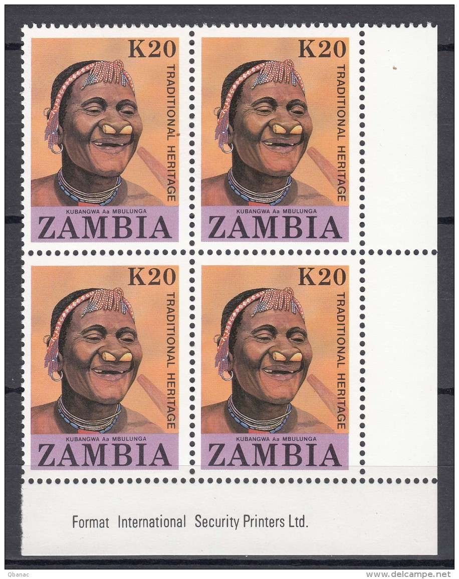 Zambia 1987 Mi#437 Mint Never Hinged Piece Of Four - Zambia (1965-...)