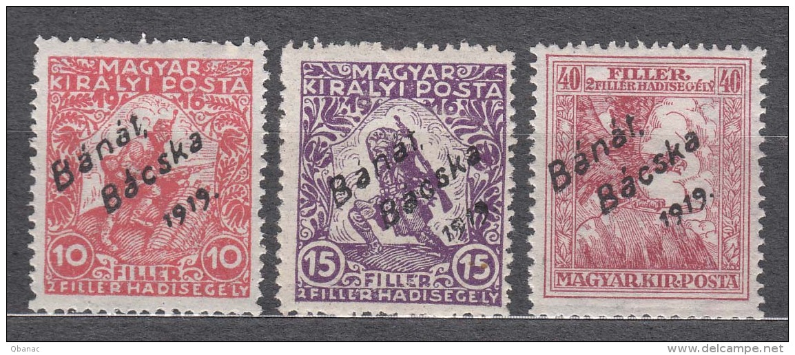 Hungary Banat Bacska 1919 Mi#3-5 Mint Hinged - Banat-Bacska