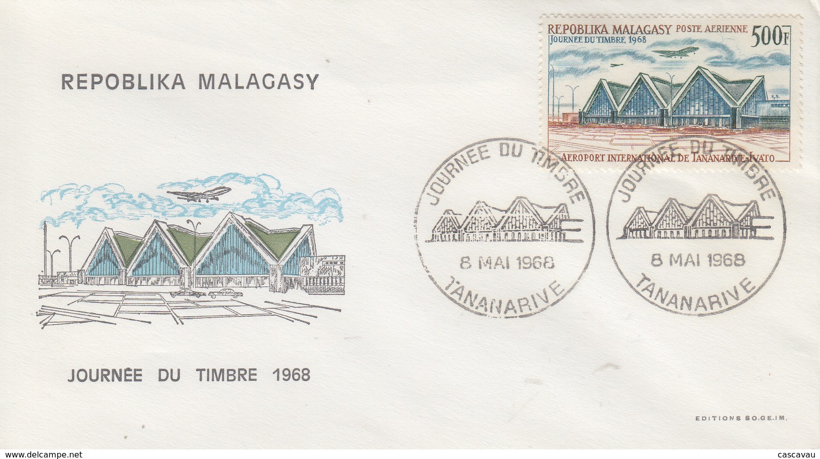 Enveloppe  FDC  1er  Jour   MADAGASCAR    Journée  Du  Timbre   1968 - Madagascar (1960-...)