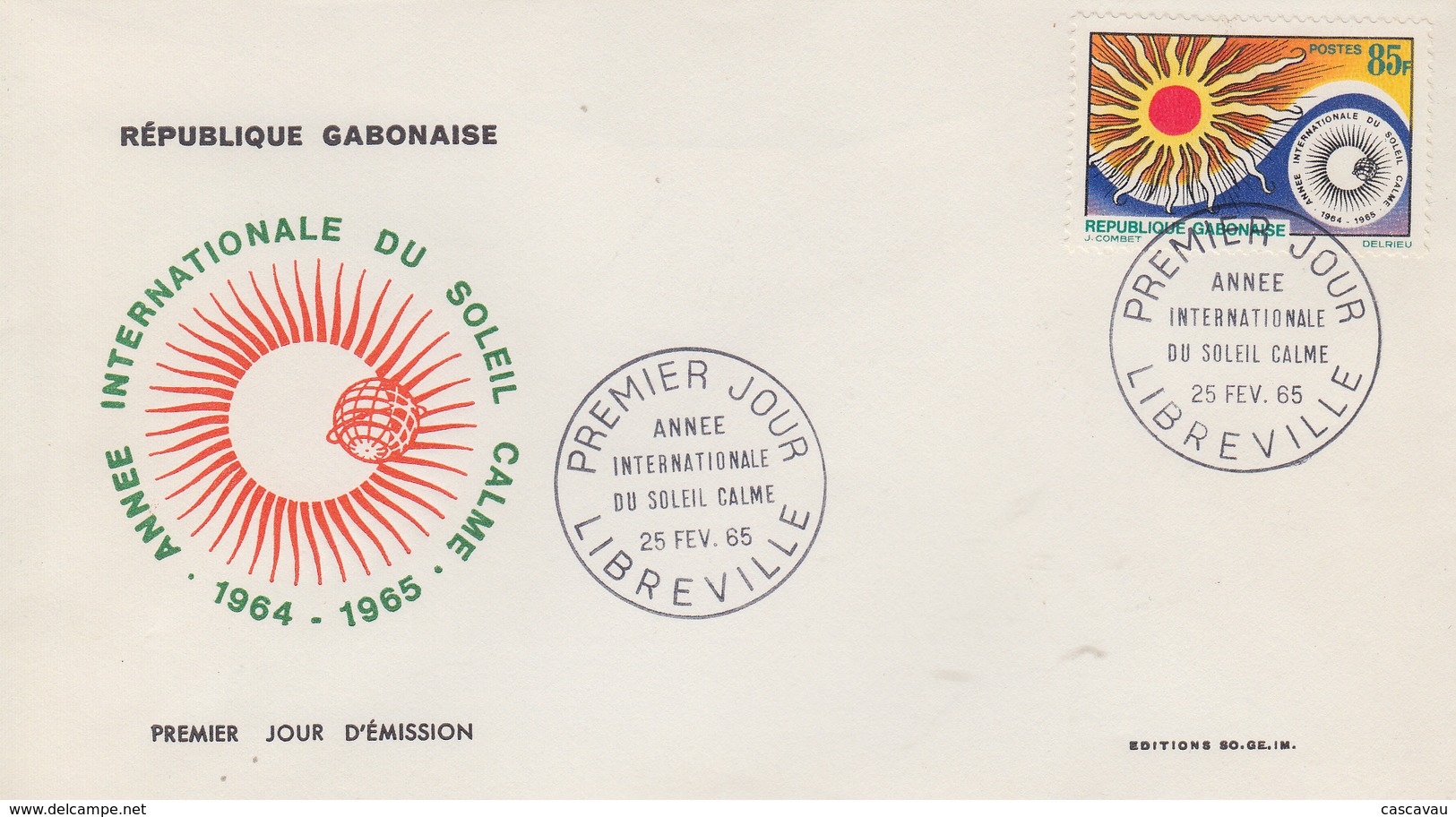 Enveloppe  FDC  1er  Jour   GABON     Année  Internationale  Du  Soleil  Calme   1965 - Gabon (1960-...)