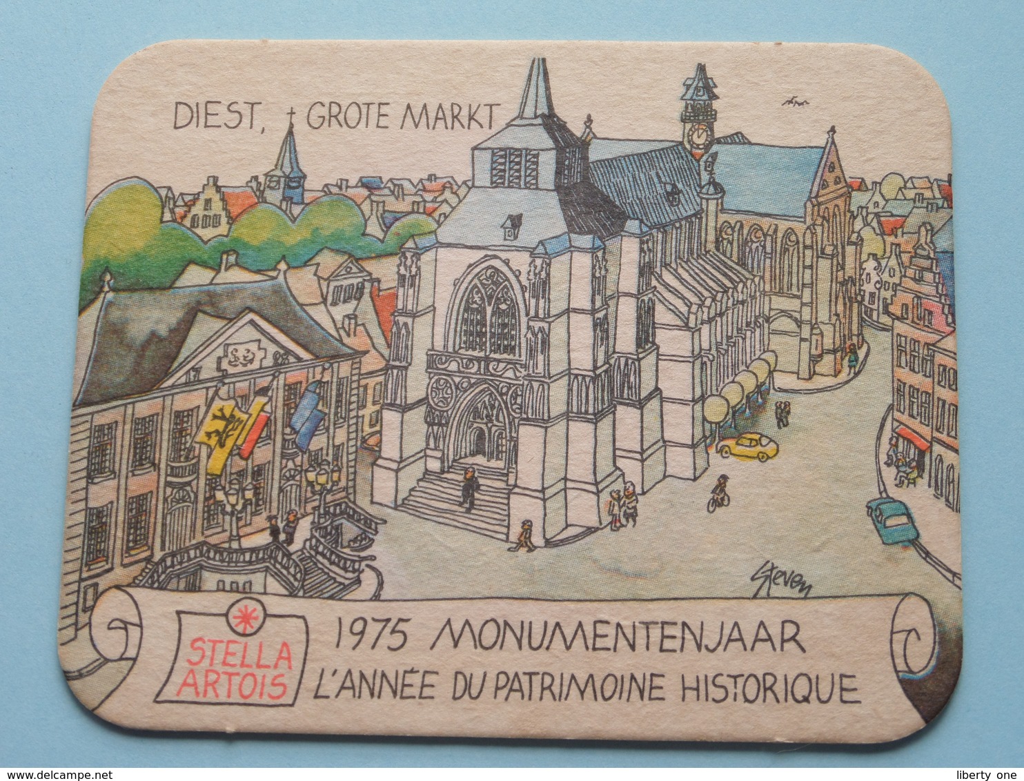 STELLA ARTOIS 1975 Monumentenjaar - L'Année Du Patrimoine Historique DIEST ( Sous Bock / Coaster / Onderlegger ) ! - Sous-bocks