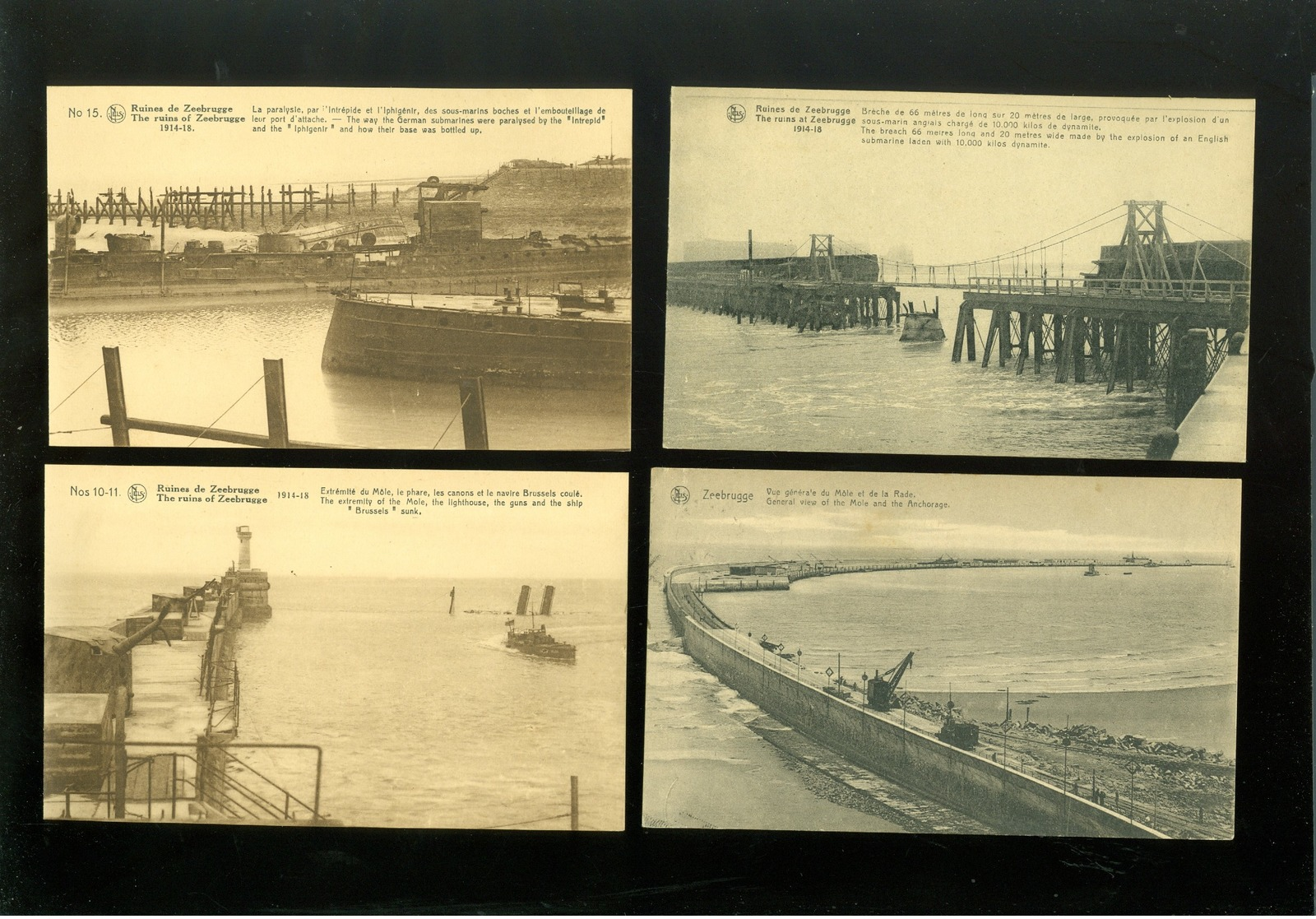 Beau lot de 30 cartes postales de Belgique Zeebrugge ruines guerre    Lot van 30 postkaarten oorlog ruinen