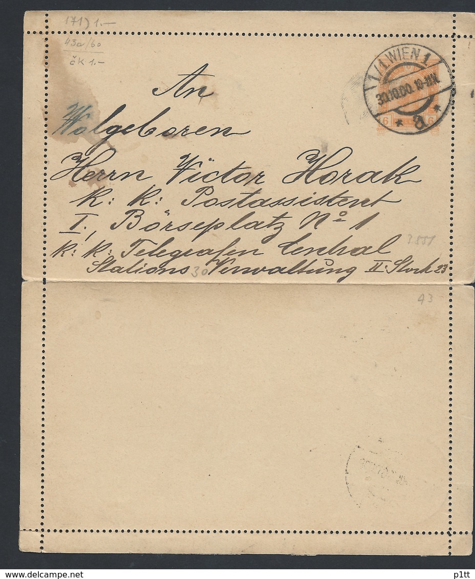 4a.Geschlossener Brief. Die Post Wurde 1900 Weitergegeben. Wien - Covers & Documents