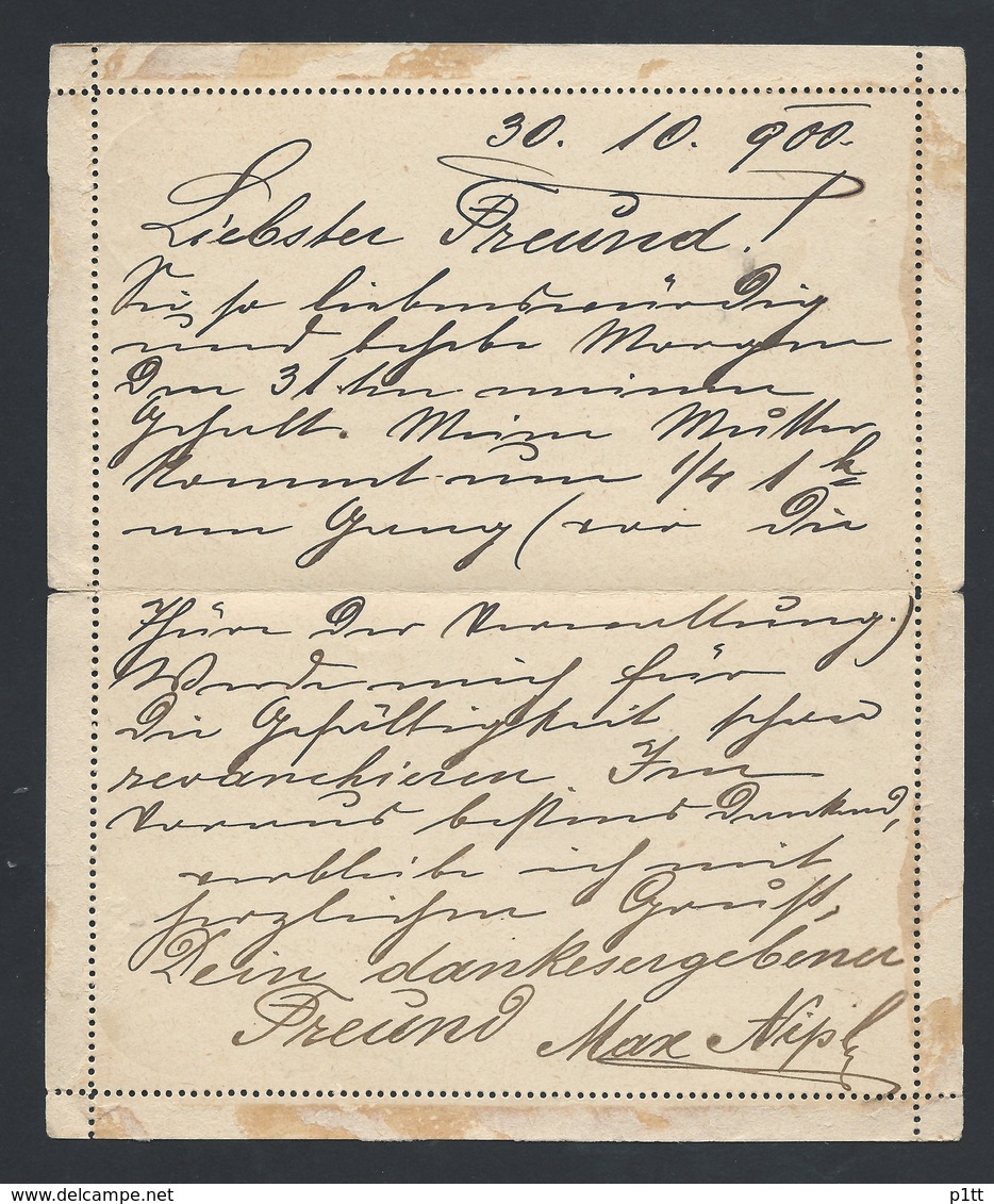 4a.Geschlossener Brief. Die Post Wurde 1900 Weitergegeben. Wien - Covers & Documents
