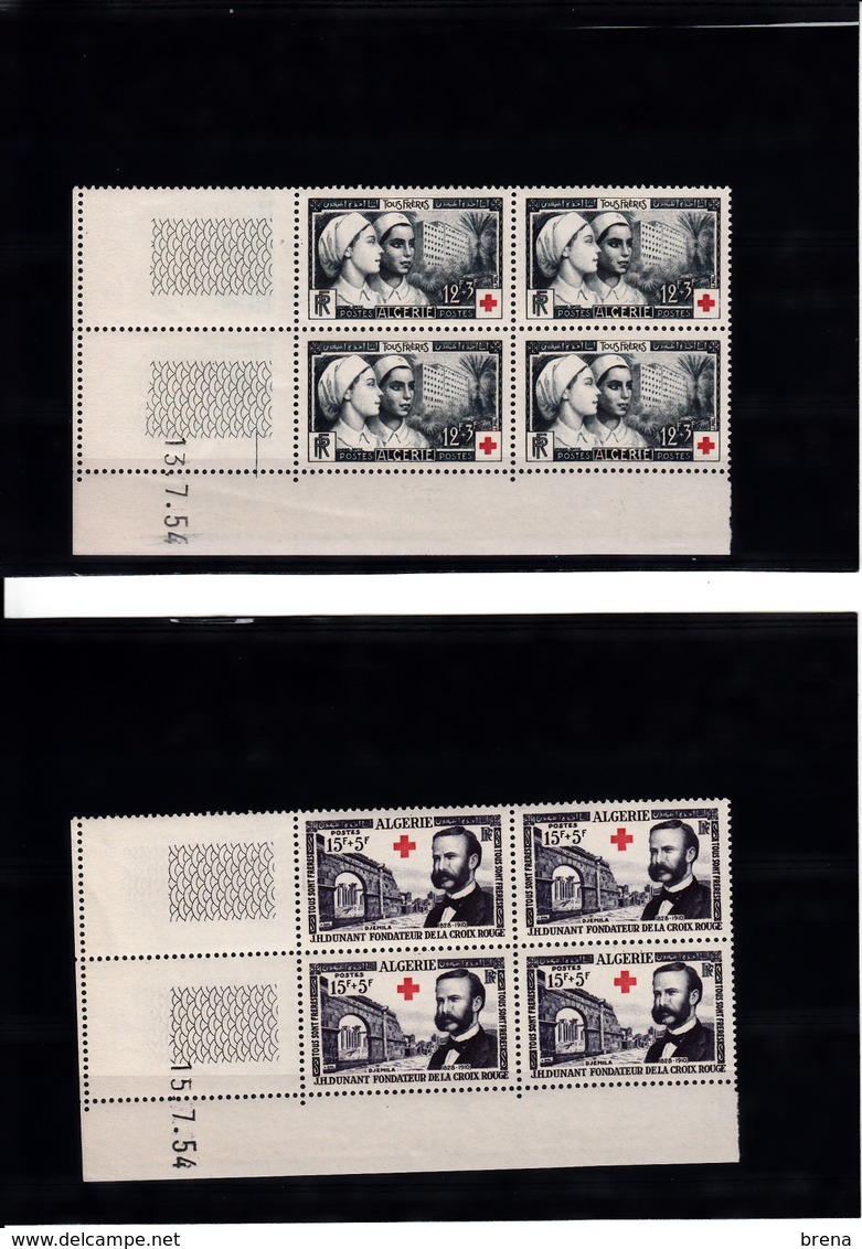 ALGERIE    BLOCS DE 4  N°316/317 NEUFS  XX CROIX ROUGE   15.7.1954 - Nuevos