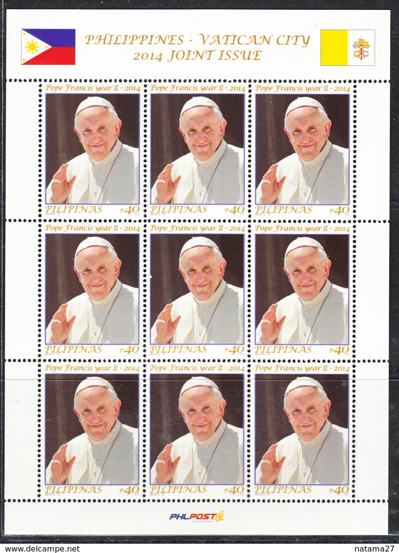 Filippine Philippines Philippinen Pilipinas 2014 Pope Francis Papa Francesco Minisheet 9 Stamps - MNH** - Filippine