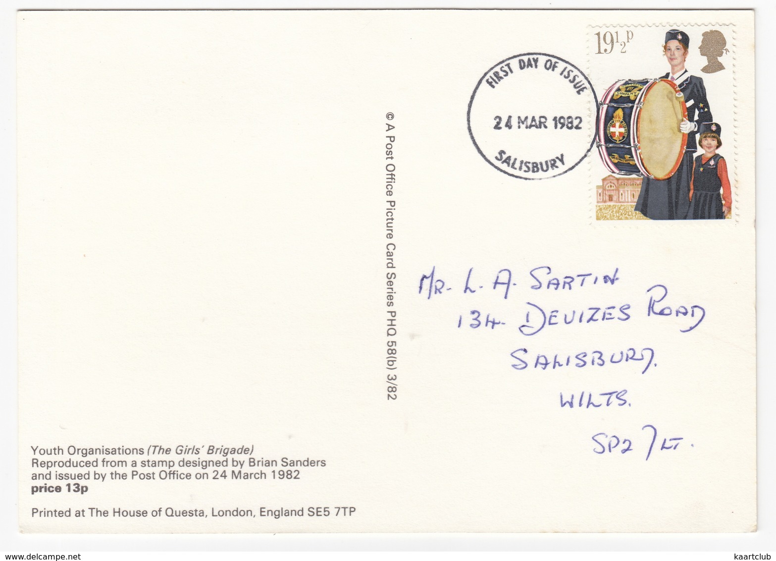 The Girls 'Brigade - (19,5p Stamp) - Youth Organisations - 1982 - (U.K.) - First Day Of Issue & Stamp - Postzegels (afbeeldingen)