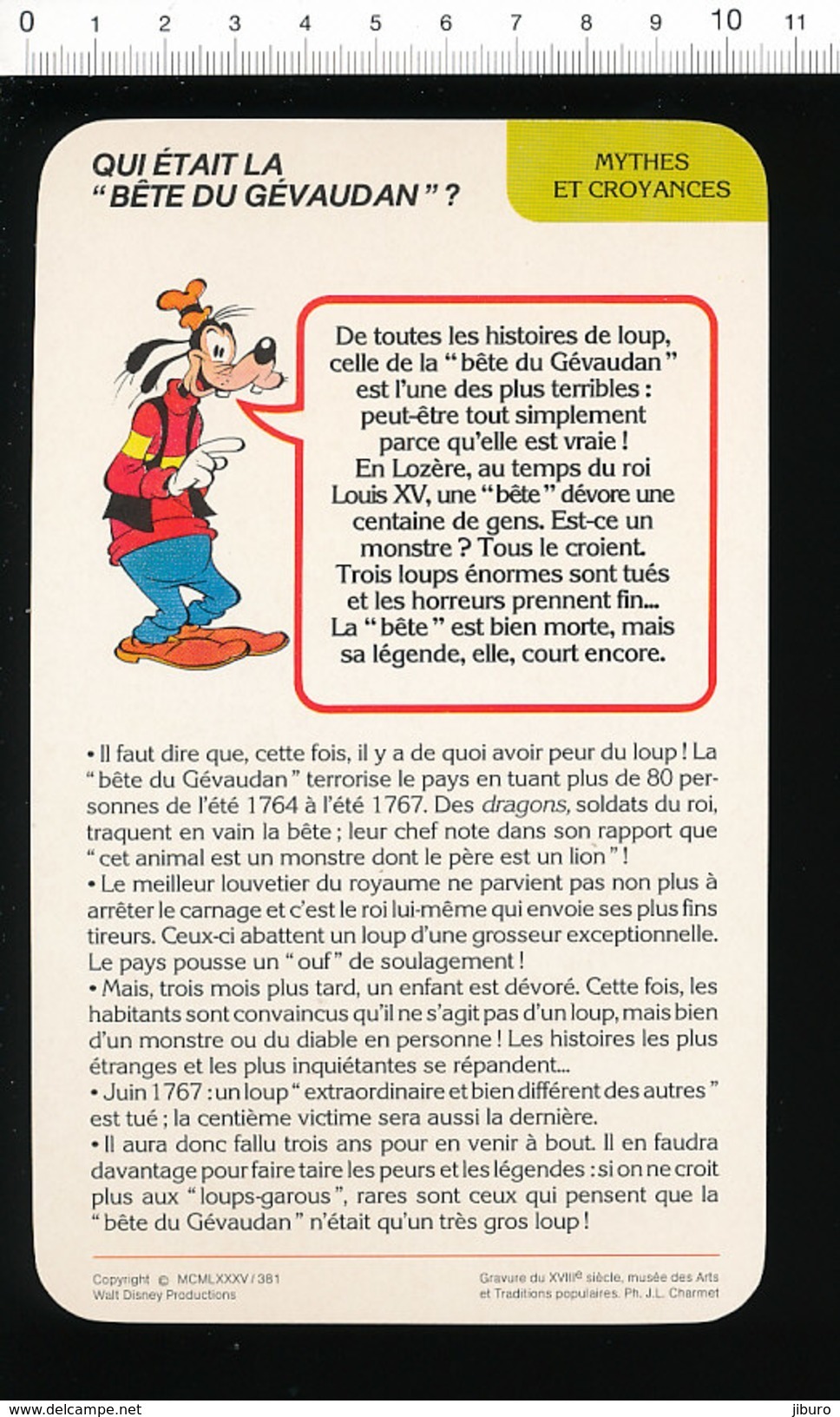 Fiche Disney Humour La Bête Du Gévaudan /  IM 01/D1-2 - Unclassified