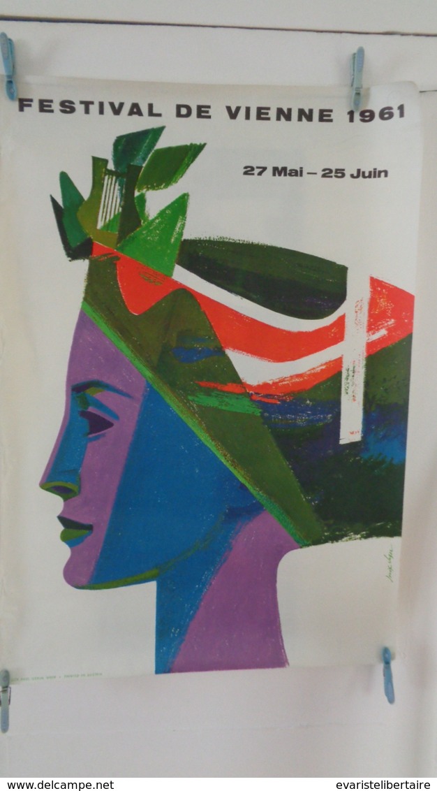 AFFICHE :festival De Vienne 1961,27 Mai -25juin    ,H 84 ,L 58,7 - Affiches