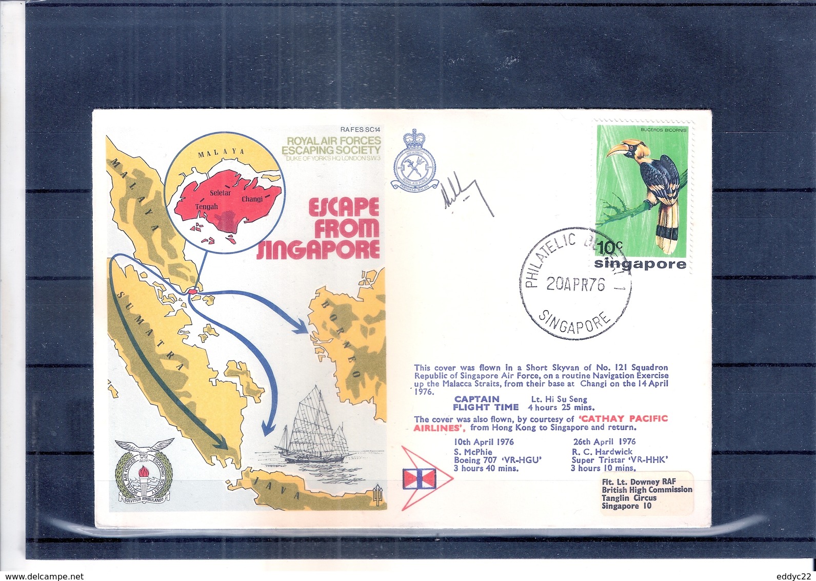 Singapore - Birds - Cover Flight Of "Cathay Pacific Airlines" From Hong Kong To Singapore (to See) - Singapour (1959-...)