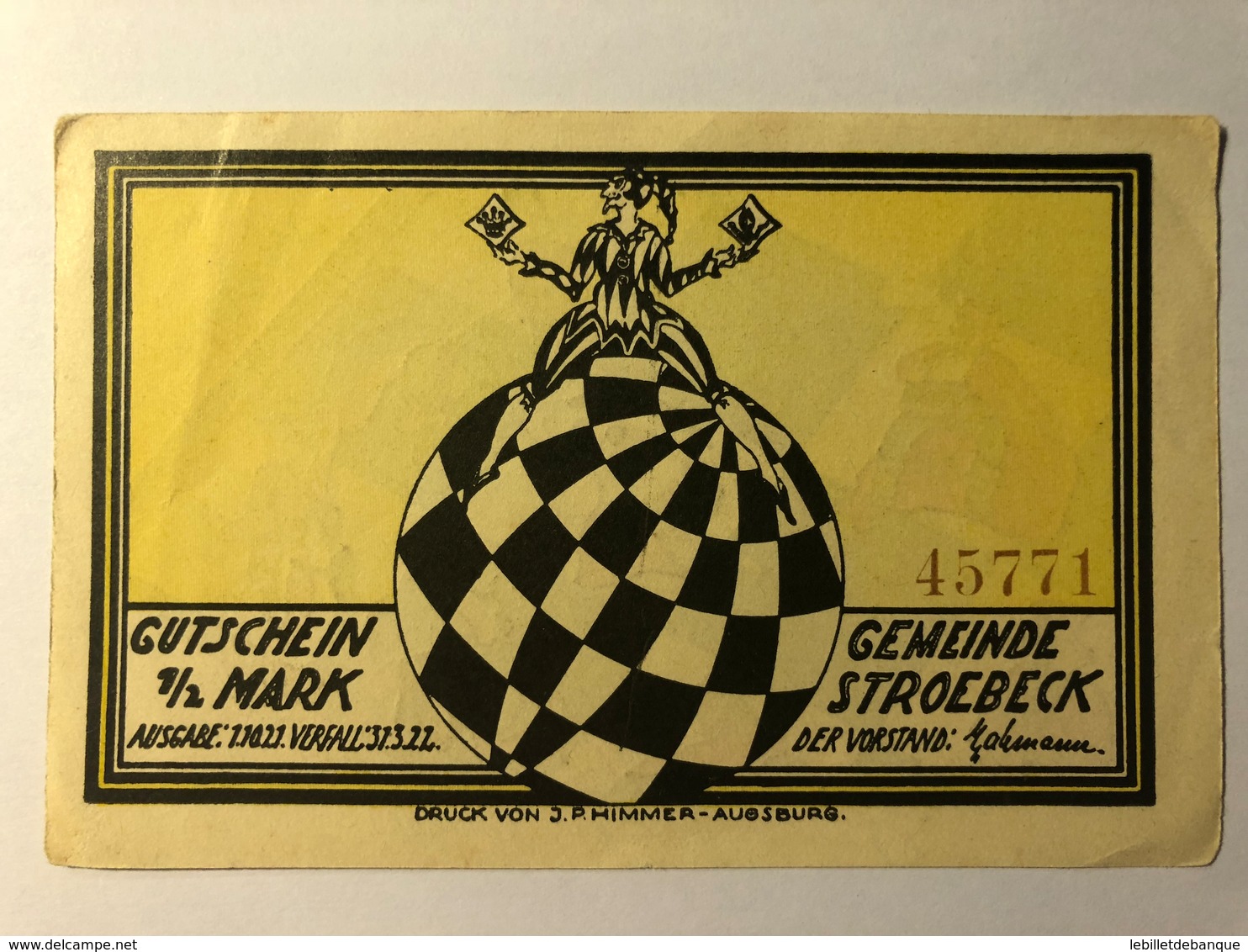 Allemagne Notgeld Stroebeck 1/2 Mark - Collections