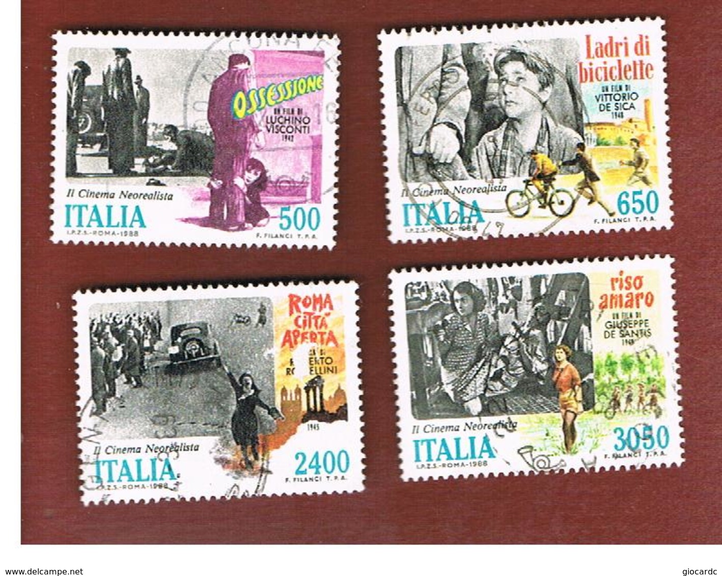 ITALIA REPUBBLICA  - UNIF. 1862.1865          -      1988    CINEMA ITALIANO   -      USATO - 1981-90: Usati