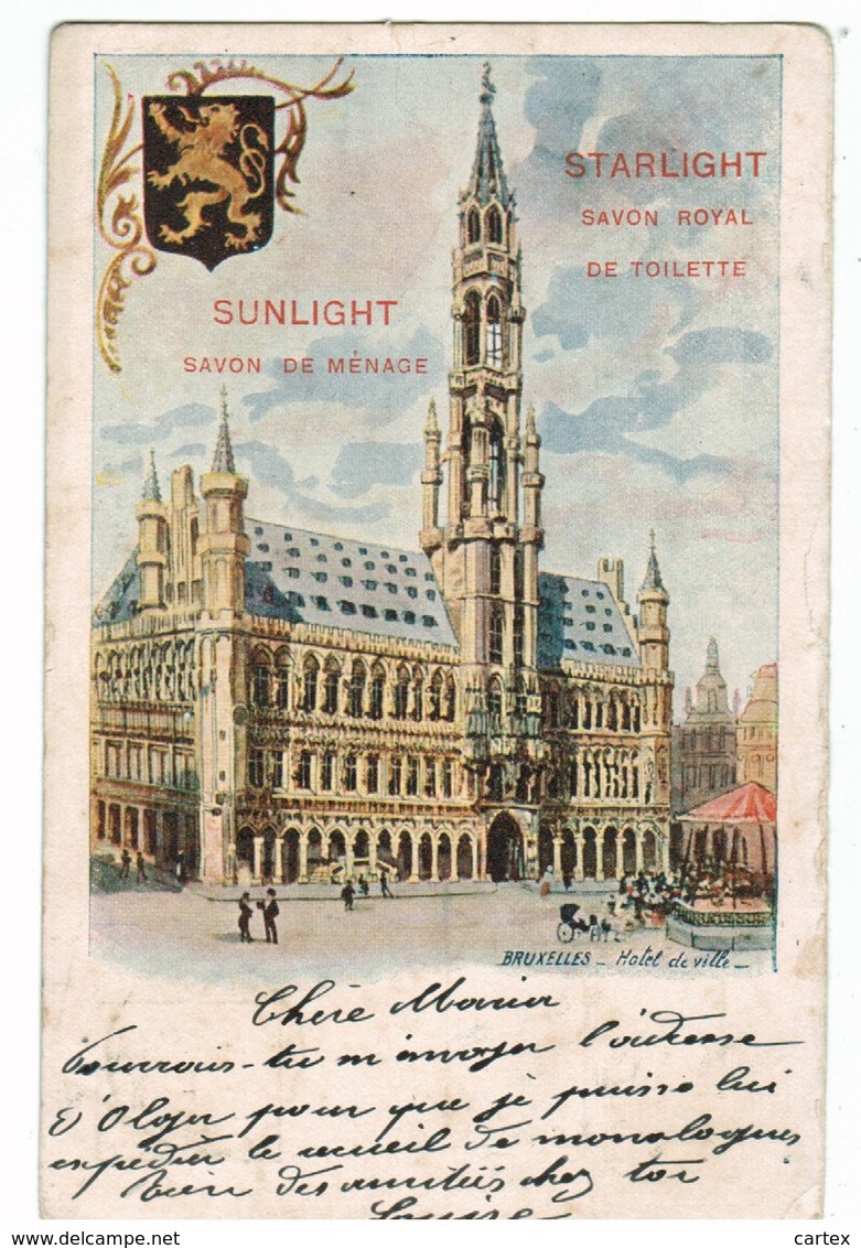 21571  CPA  BRUXELLES  ,  Hôtel De Ville , Litho De 1900 , Publicité Pour Le Savon Sunlight Et Starlight  ! TOP ! - Other & Unclassified