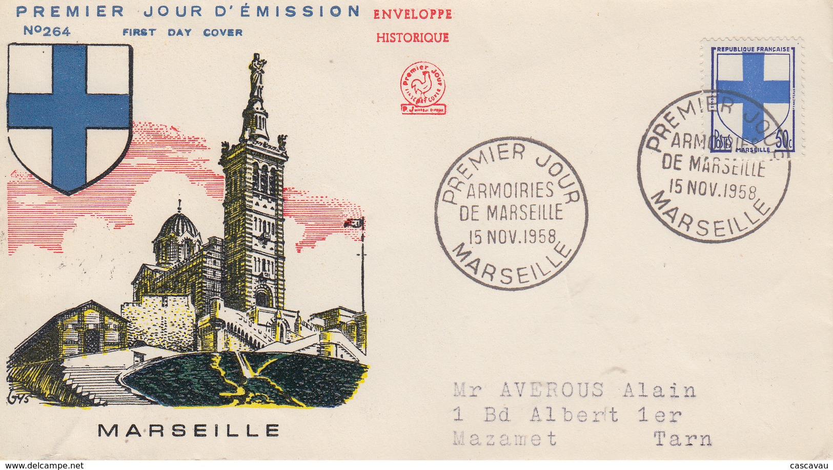 Enveloppe  FDC  1er  Jour   FRANCE  Armoiries  De  MARSEILLE  1958 - 1950-1959