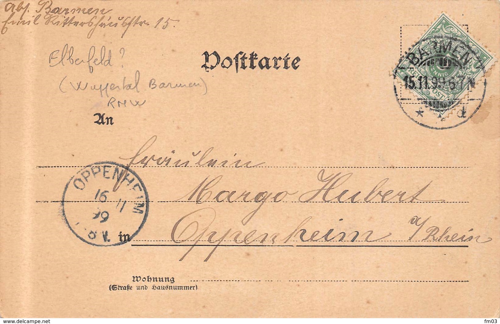 Elberfeld Wuppertal Barmen 1899 Oblitération - Wuppertal