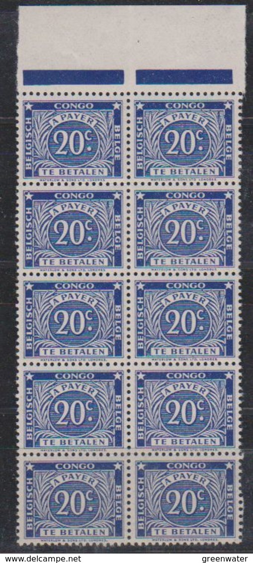 Belgisch Congo 1943 Strafport 20c Tanding 12,50 10x ** Mnh (38894A) - Nuevos