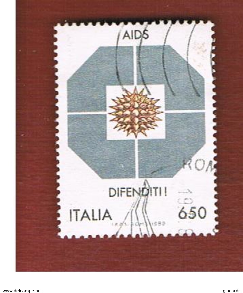 ITALIA REPUBBLICA  - SASS. 1855   -      1989     LOTTA CONTRO L' AIDS  -      USATO - 1981-90: Usati