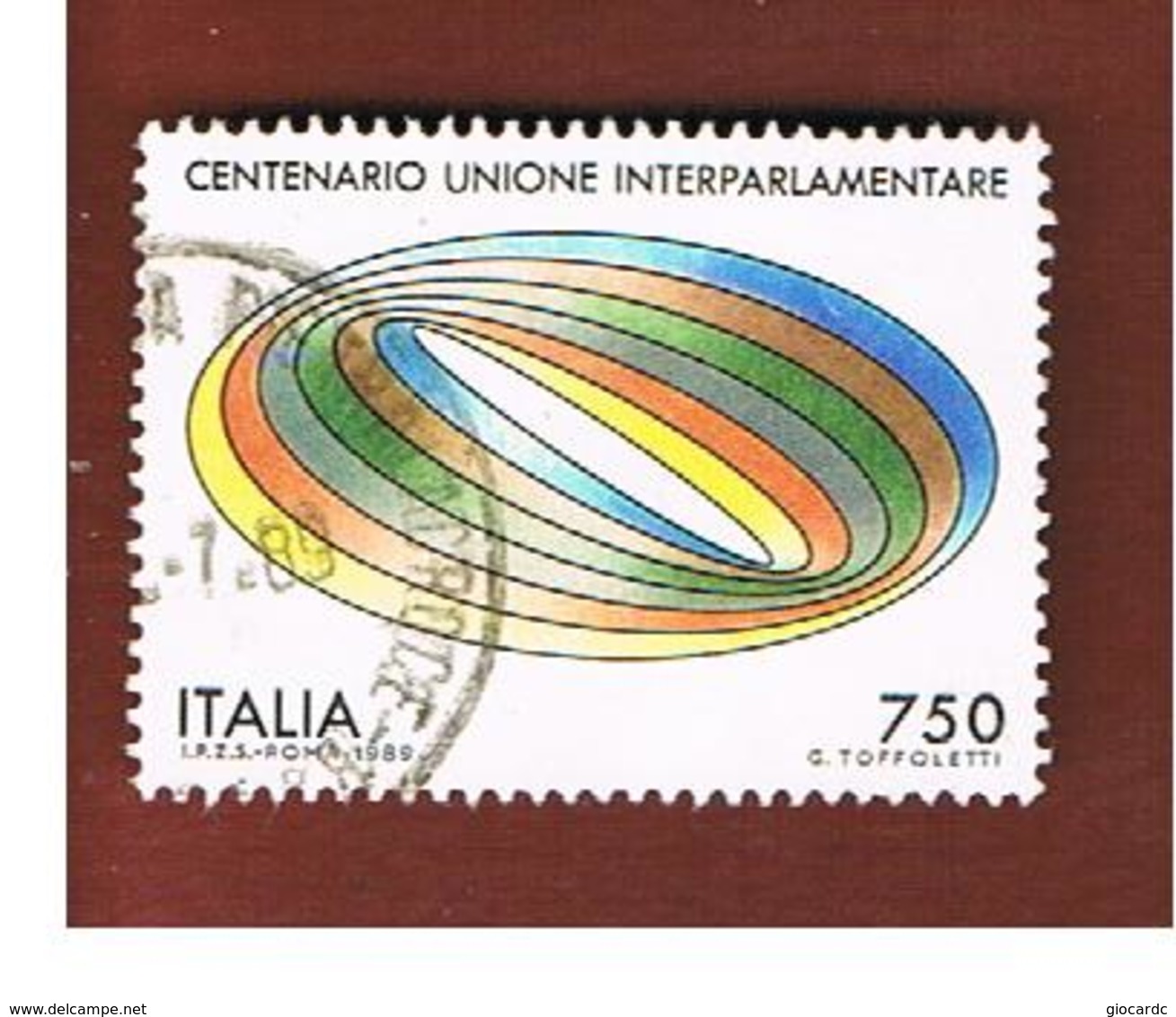 ITALIA REPUBBLICA  - SASS. 1876    -      1989    UNIONE INTERPARLAMENTARE -      USATO - 1981-90: Usados