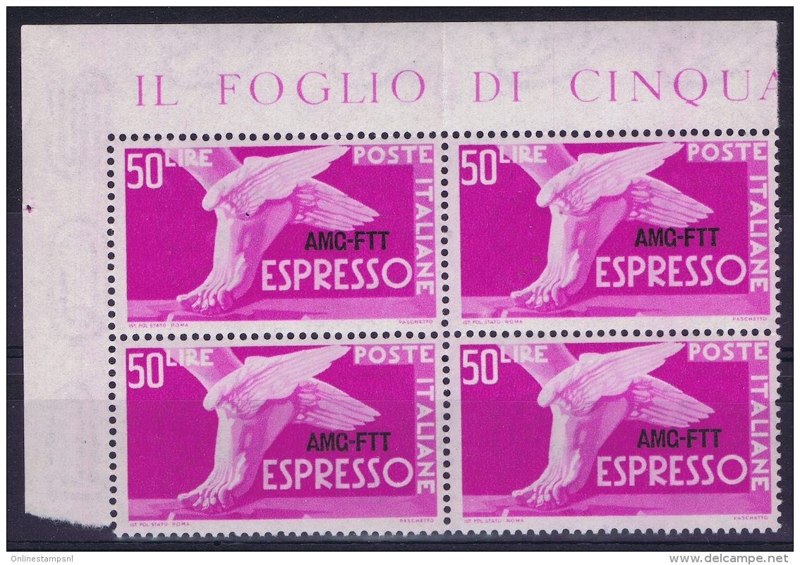 Italy  AMG FTT  Sa 7 Postfrisch/neuf Sans Charniere /MNH/** 1951  In 4 Block  1951 - Posta Espresso