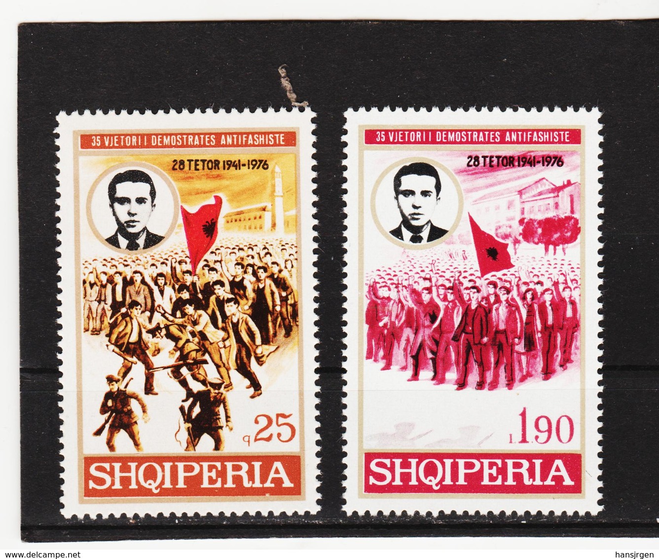 ECK873 ALBANIEN 1976  MICHL 1863/64 ** Postfrischer SATZ Mit LEERFELDER SIEHE ABBILDUNG - Albanien