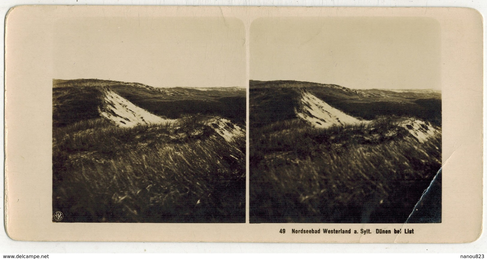 Schleswig Holstein SYLT Nordseebad Westerland Dünen PHOTO STEREOSCOPIQUE STEREO STEREOVIEW Signé Merkelbach Amsterdam - Stereoscopio