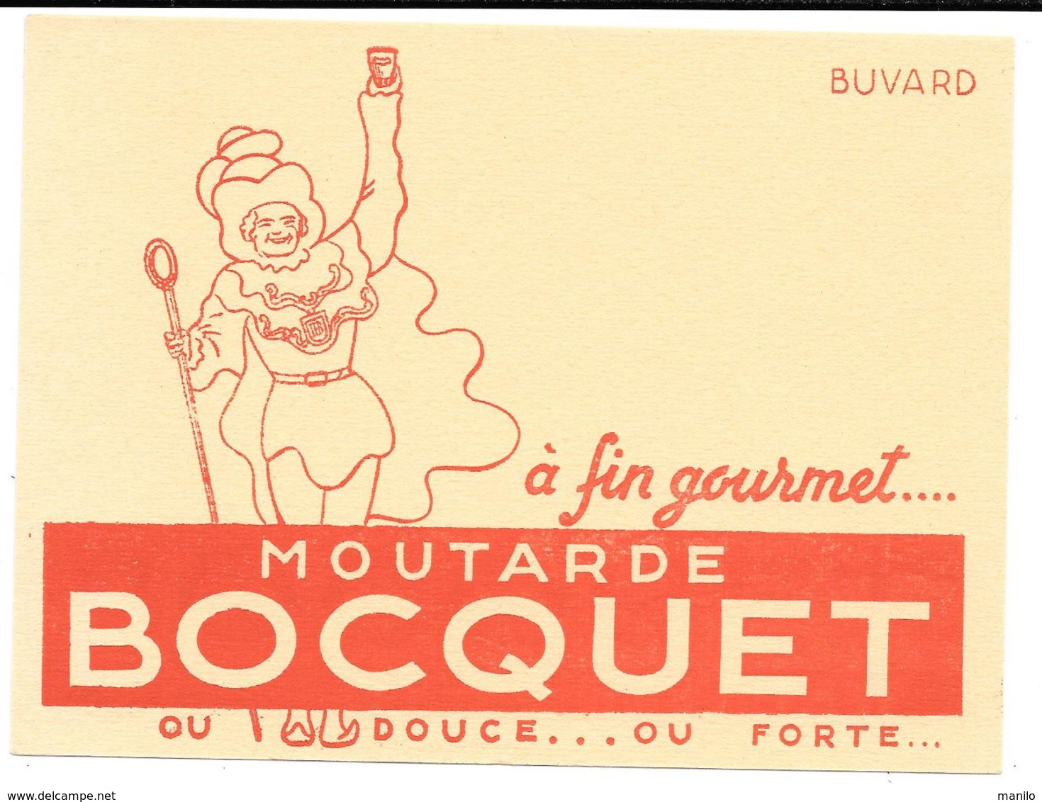 Buvard Ancien MOUTARDE BOCQUET - VARIANTE Au Bas Du Buvard " OU DOUCE....OU FORTE ....." - Moutardes