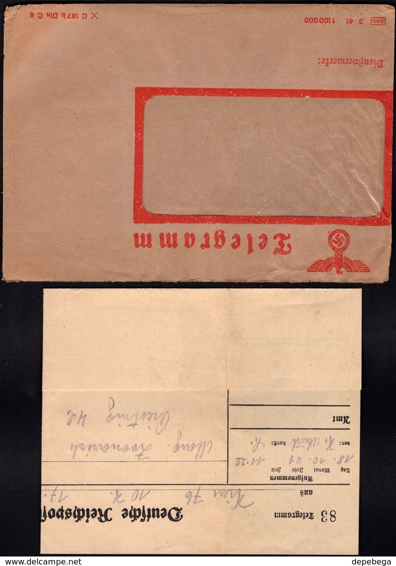 Germany - WW2, NS Jnliegend Telegramm Brief (C 187 B Din C6), 1941. - Briefe U. Dokumente