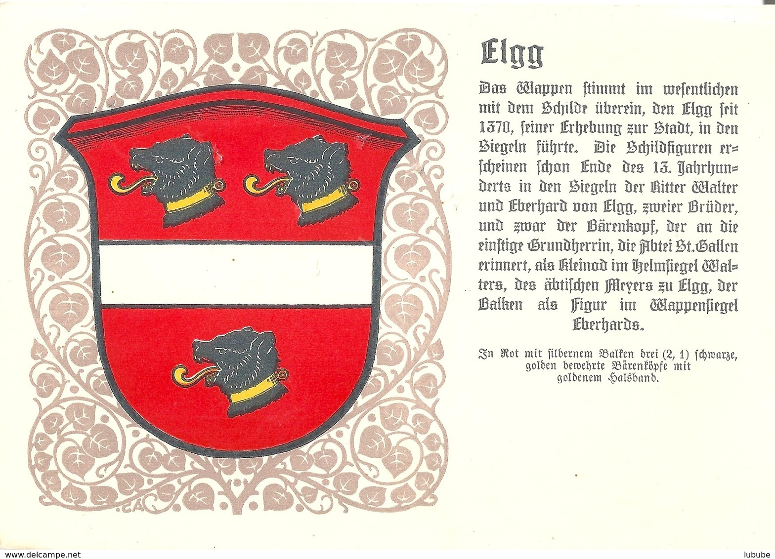 Elgg - Gemeindewappen  (3 Bären)          1974 - Elgg
