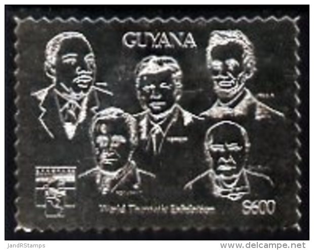 86884 Guyana 1992 'Genova 92' International Thematic Stamp Exhibition $600 Perf Kennedy Luther King, Lincoln, Churchill - Kennedy (John F.)