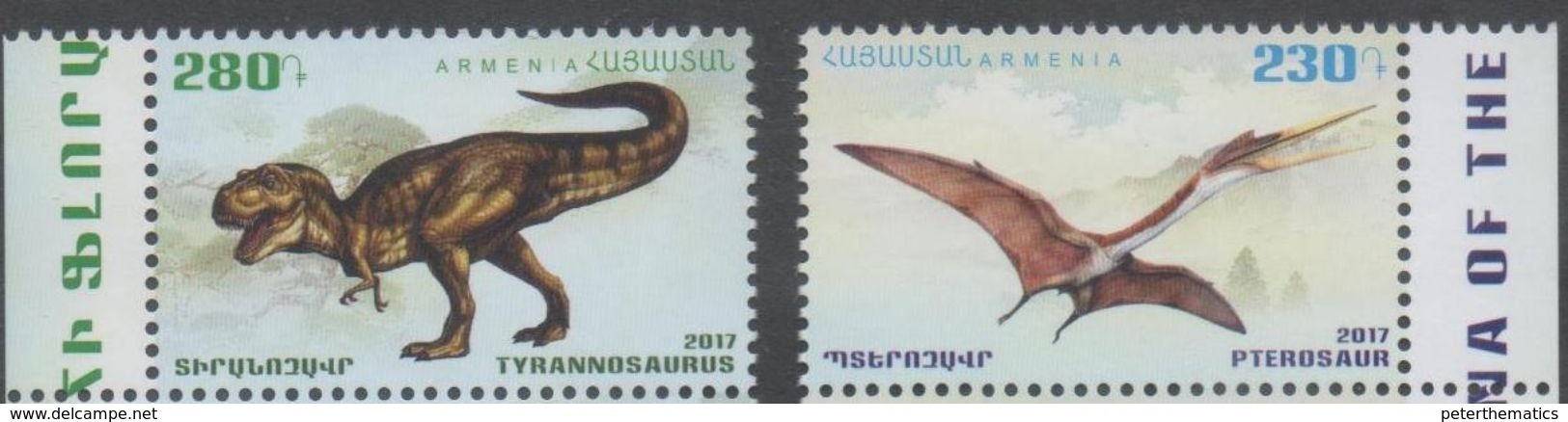 ARMENIA, 2017, MNH, DINOSAURS, PREHISTORIC FAUNA, TYRANNOSAURUS REX, PTEROSAURUS, 2v - Prehistorics