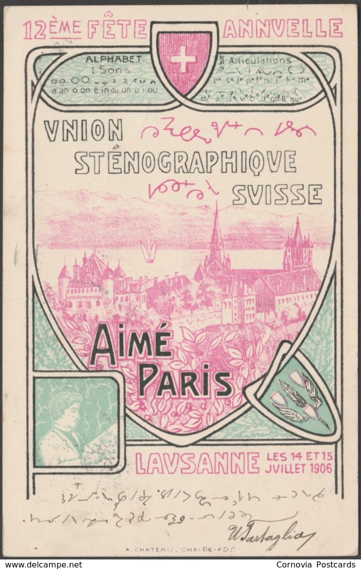 Fête Annuelle, Union Sténographique Suisse, Lausanne, 1906 - Chateau CPA - Lausanne