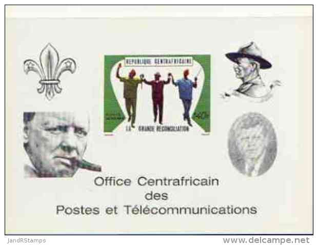 39925 Central African Republic 1970 Reconciliation Deluxe Proof Card In Full Issued Colours (as SG 228) Opt'd In Black S - Kennedy (John F.)