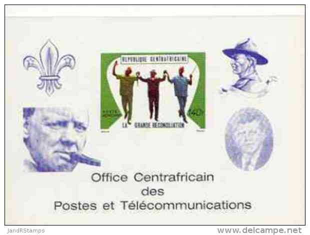 39926 Central African Republic 1970 Reconciliation Deluxe Proof Card In Full Issued Colours (as SG 228) Opt'd In Blue Sh - Kennedy (John F.)