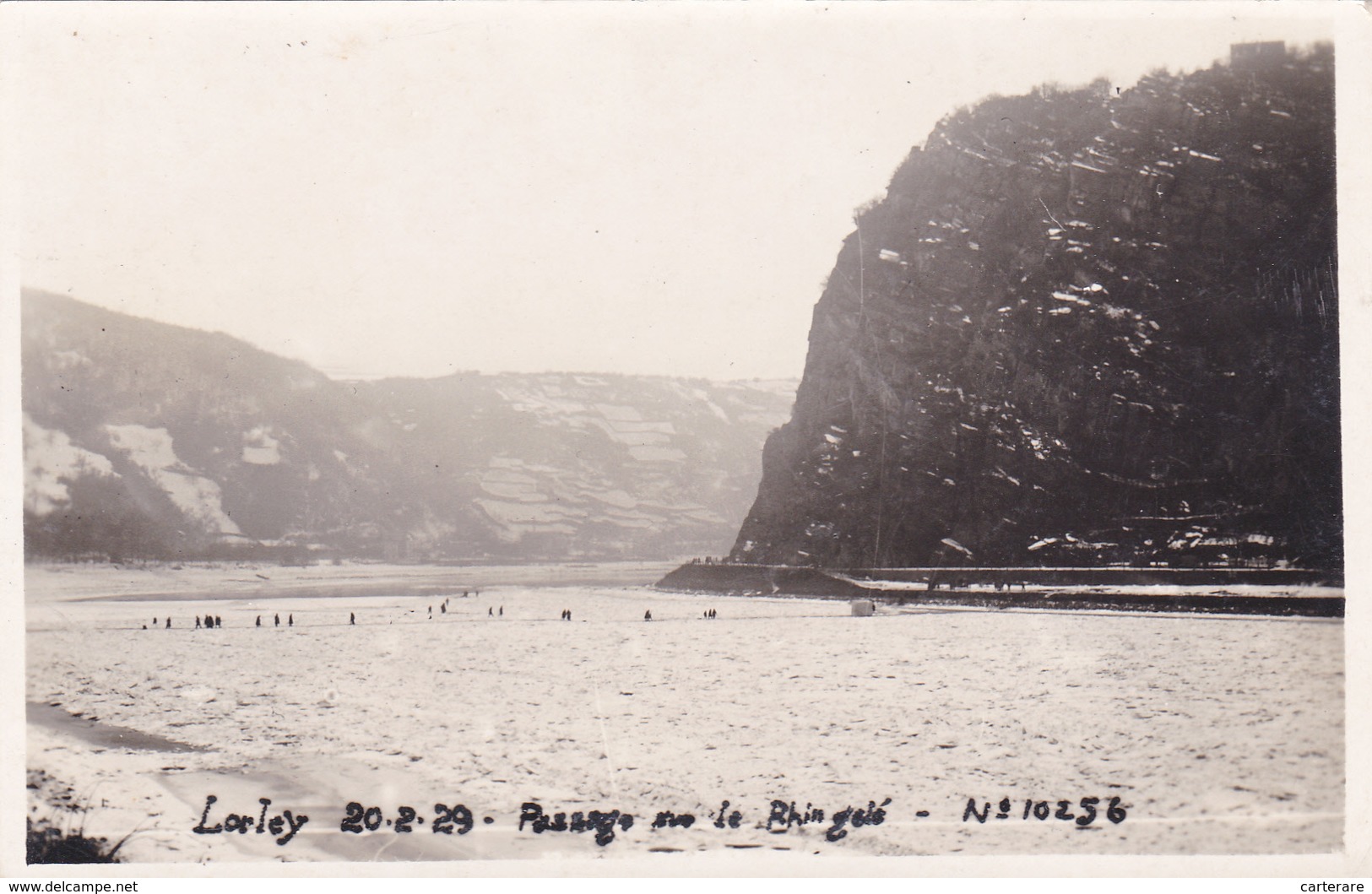 Carte Photo ,allemagne,rhénanie -palatinat,LORELEY,LORELE I,en 1929,rocher De 132m Au Dessus Du Rhin Gelé,rare - Loreley