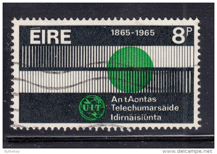 Ireland 1965 Used Scott #199 8p ITU Centenary Variety: Print Shift Grey Line At Top, Numerals - Oblitérés