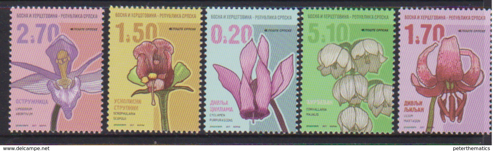 BOSNIA, SERB, 2017,MNH, FLORA,  FLOWERS, DEFINITIVES,  5v - Other & Unclassified