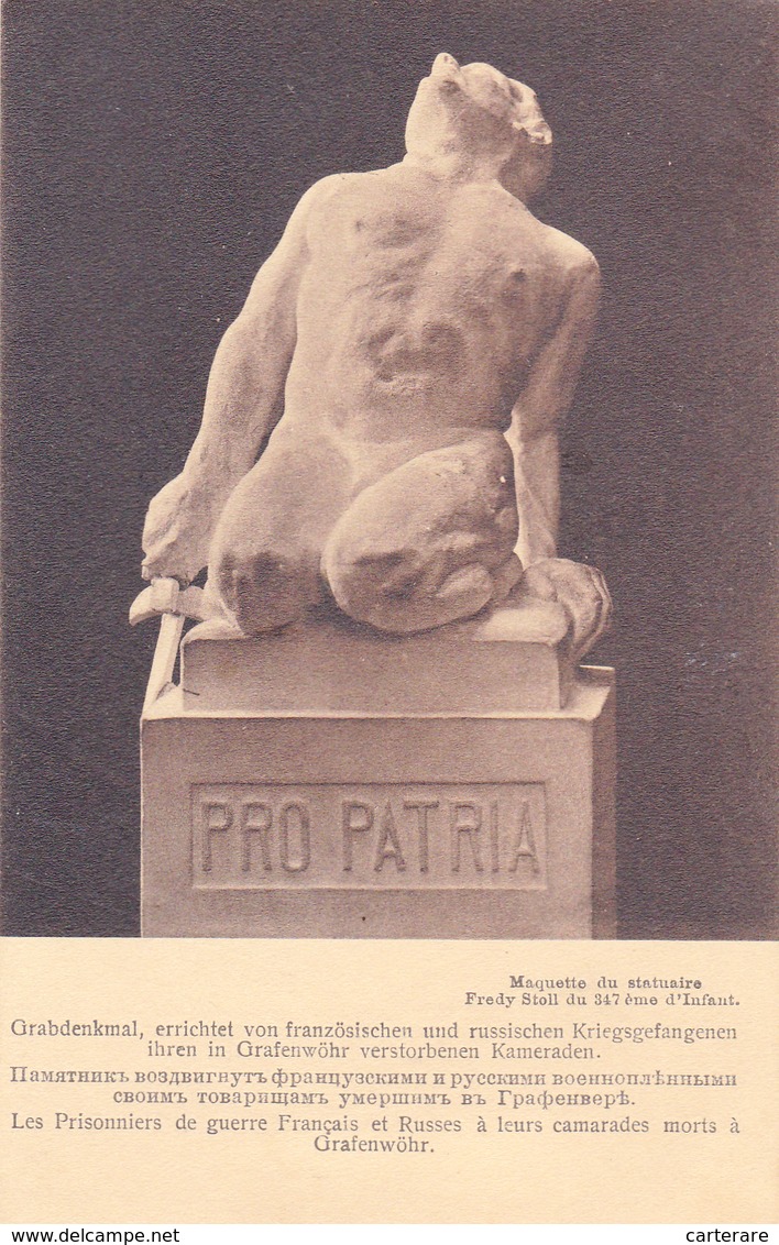 Monument Aux Morts,PRO PATRIA,prisonniers Guerre Français Et Russe Mort En Allemagne,bavière,Grafenwohr,rare - Guerra 1914-18