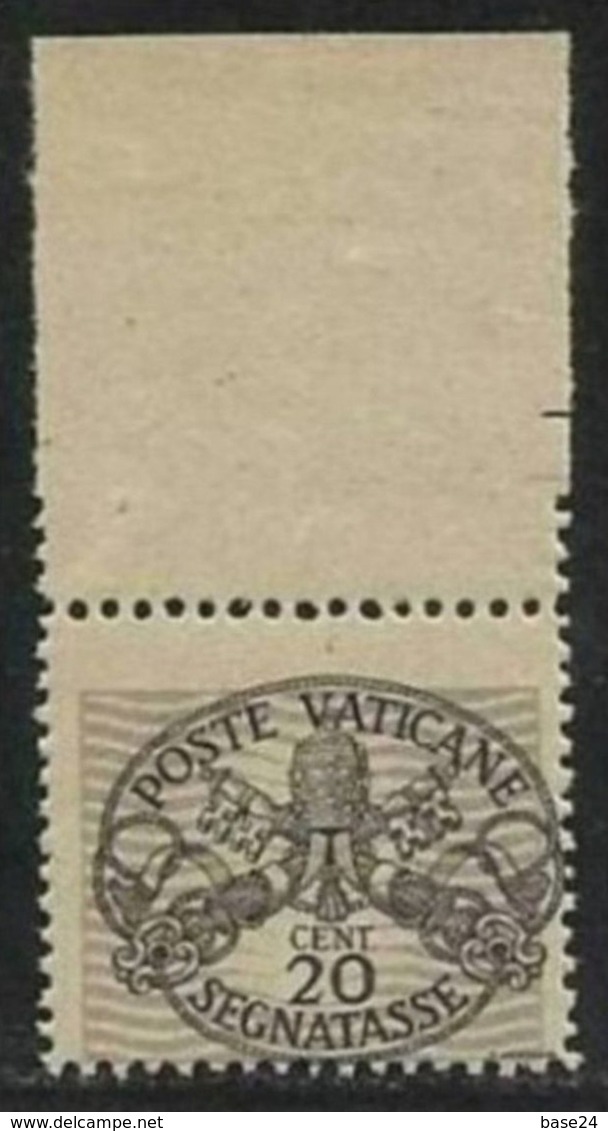 1946 Vaticano Vatican SEGNATASSE RIGHE LARGHE CARTA GRIGIA 20c MNH** F.Biondi POSTAGE DUE - Postage Due