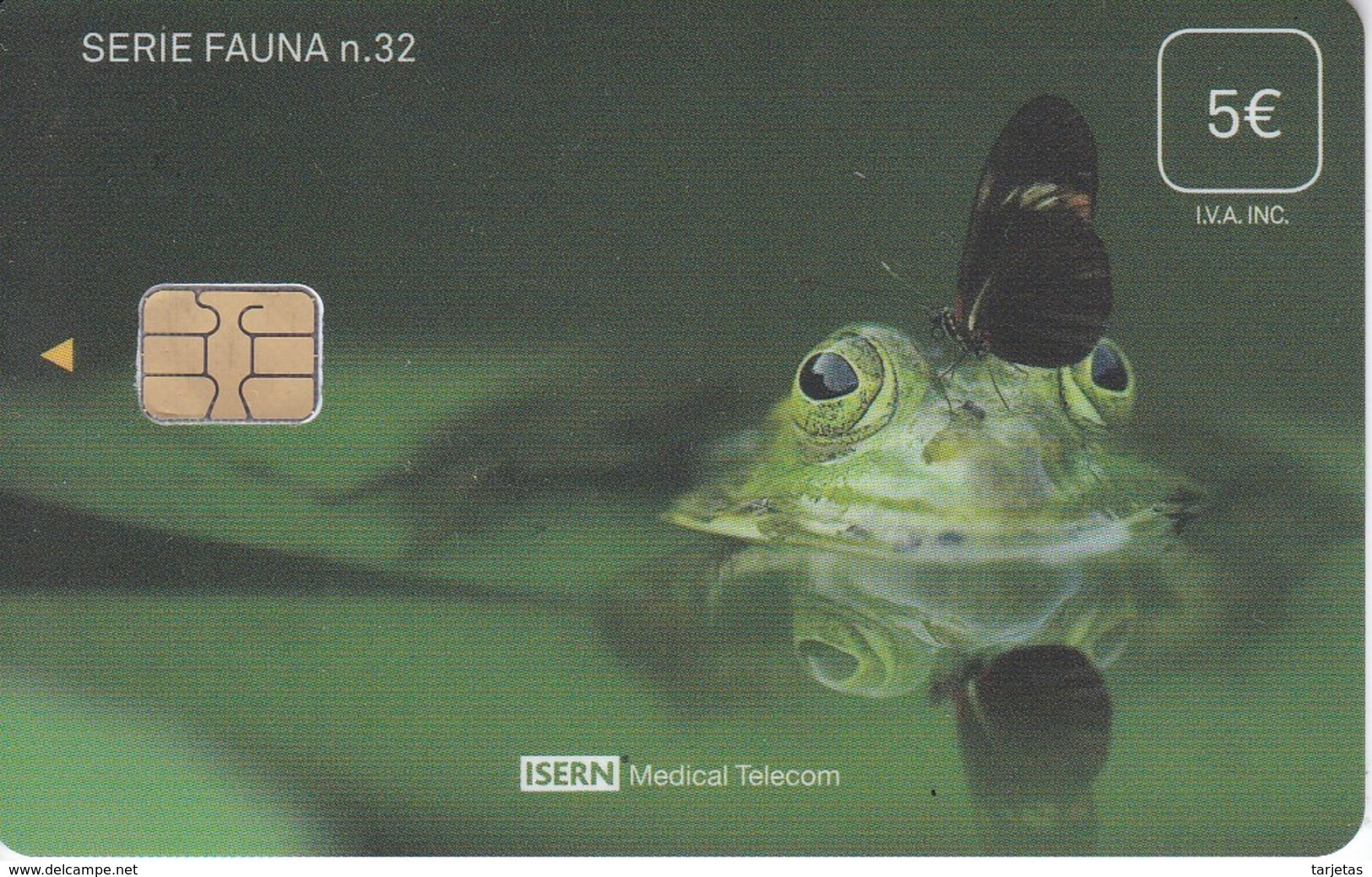 ISN-263 TARJETA DE ESPAÑA DE ISERN DE LA SERIE FAUNA Nº32 RANA-MARIPOSA-FROG-BUTTERFLY - Otros & Sin Clasificación